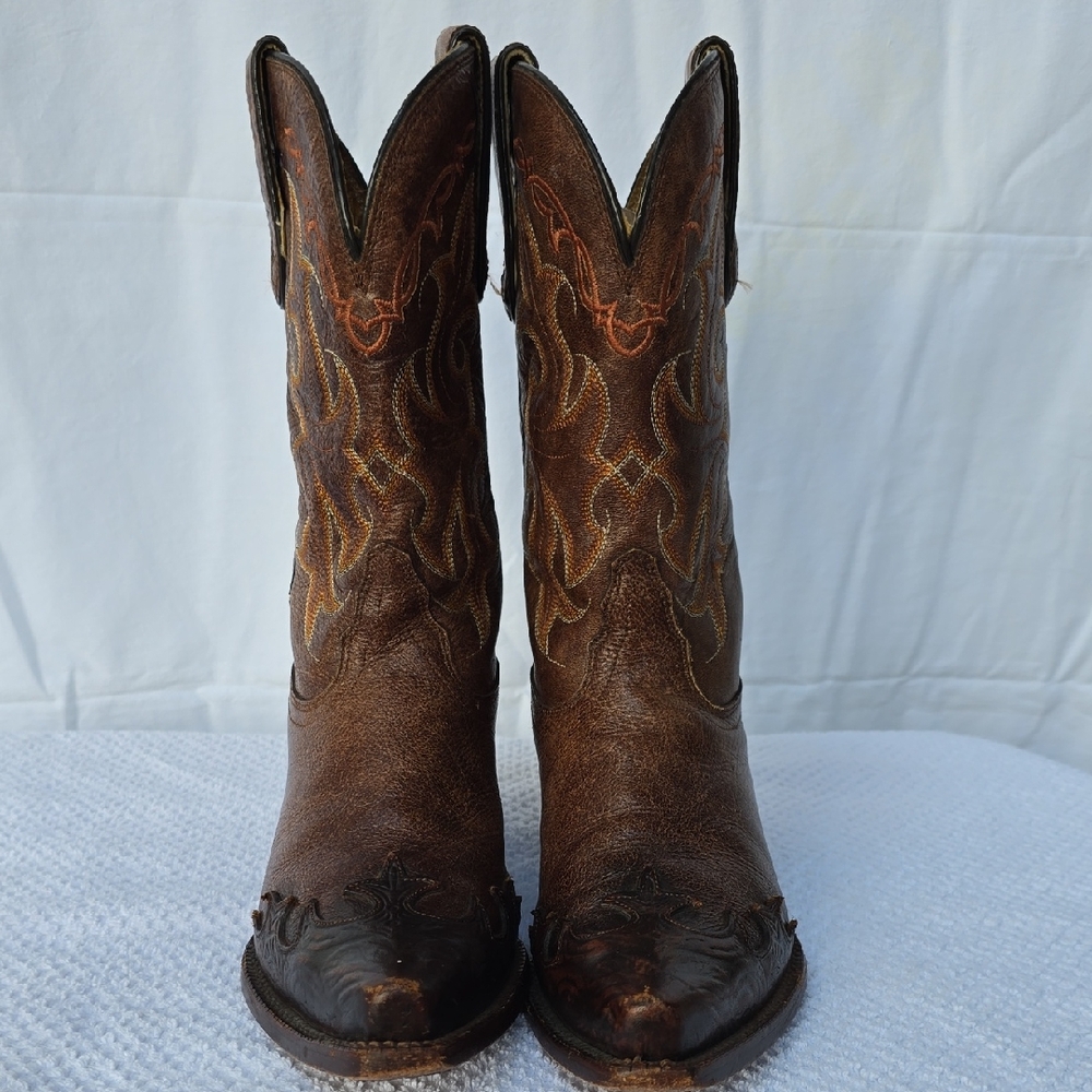 Tony Lama Brown Leather Cowboy Boots